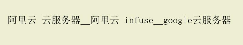 阿里云 云服务器__阿里云 infuse__google云服务器