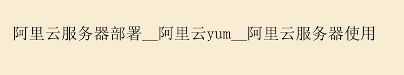 阿里云服务器部署__阿里云yum__阿里云服务器使用